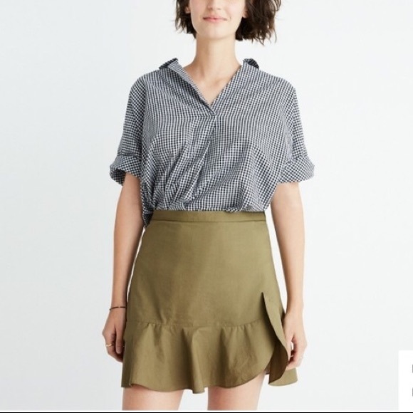 Madewell Dresses & Skirts - $20 SALE NWT Madewell Ruffle Wrap Mini Skirt Olive